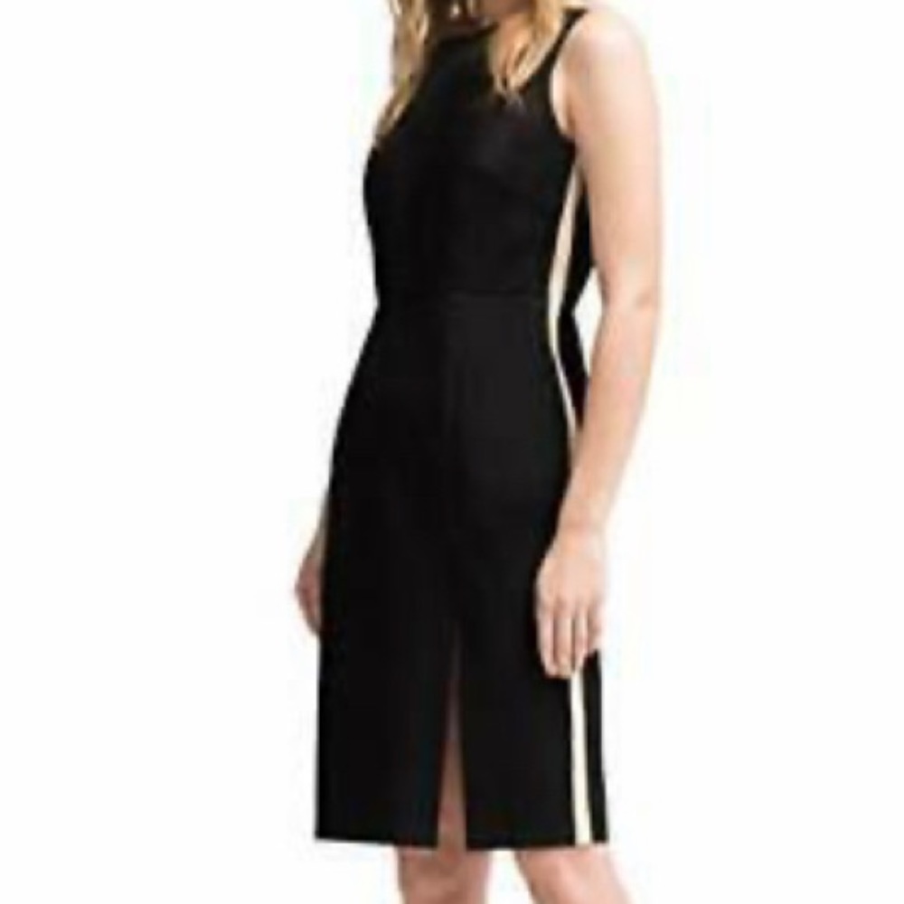 DKNY Womens Side Stripe Sheath Dress Black Sz6